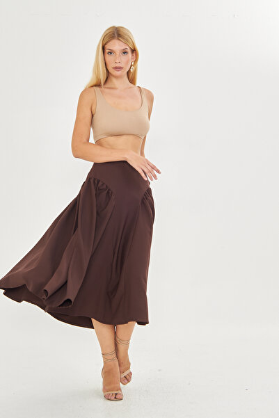 FARBE ER FASHION Khak Brown Skirt
