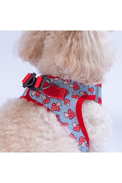 Pawstar Mushroom Air-mesh Göğüs Tasması Kedi Köpek Göğüs Tasması Mantar Desenli Köpek Tasması