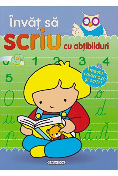 Editura Girasol Invat sa scriu cu abtibilduri. Lipeste, coloreaza