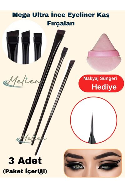 Melien 3 Ad Mega Ultra-Thin Flat Eyeliner Eyebrow Makeup Brush Sponge Line Drawing Apparatus Eye Liner Set