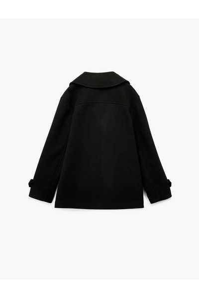 Koton Buttoned Double Breasted Long Sleeve Short Cashmere Coat with Pockets