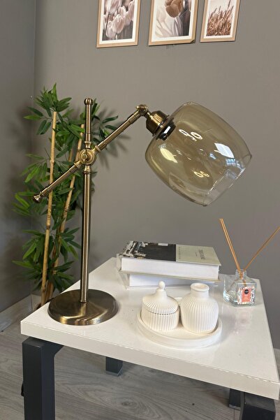 Bamyum Pearl Cam Bal Rengi Masa Lambası Dekoratif Masaüstü Aydınlatma Hol Abajur Yatak Odası Başucu Lamba