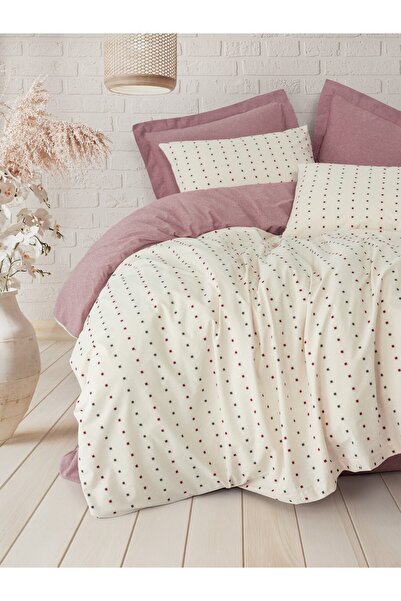 Cotton Box Loopra Double Duvet Cover Set Veyra Claret Red