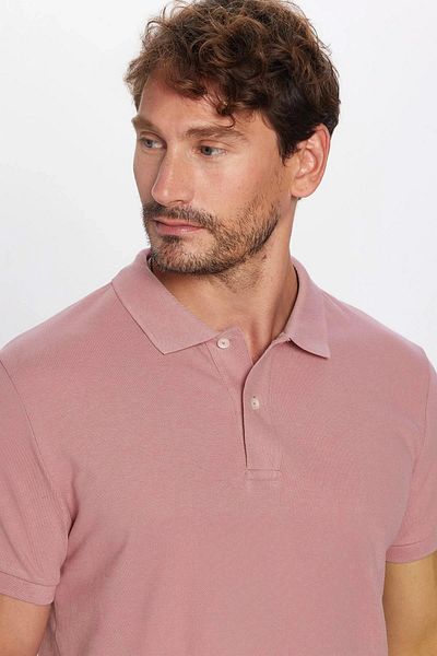 Tudors Men's Slim Fit Slim Fit Cotton Soft Textured Cool Holding Fabric Plain Pique Lilac Polo Collar T-Shirt
