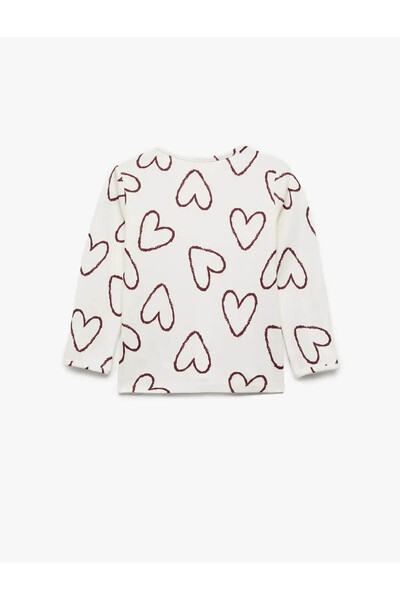 Koton Heart Patterned Ecru Baby Girl Long Sleeve T-Shirt 6Wmg10088Ak