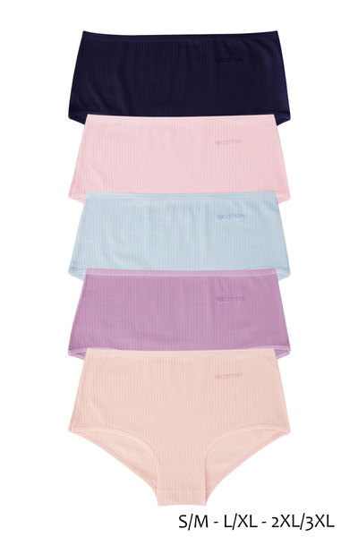 Dominant Women's Ribbed Ribbed High Waist Panties Pack of 5
