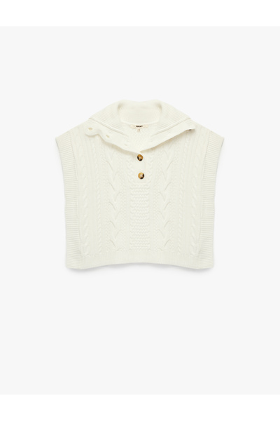 Koton Half Button Turn-Down Collar Sleeveless Hair Knit Sweater