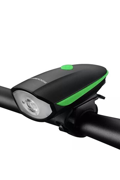 PLAYSMARTSHOP Lanterna frontala pentru bicicleta, waterproof, cu claxon integ...