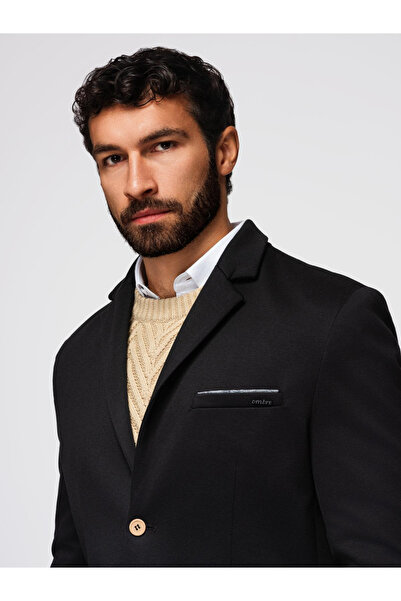 OMBRE Herren Strickjacke mit tailliertem Schnitt - schwarz V5 OM-BLZB-0100 M