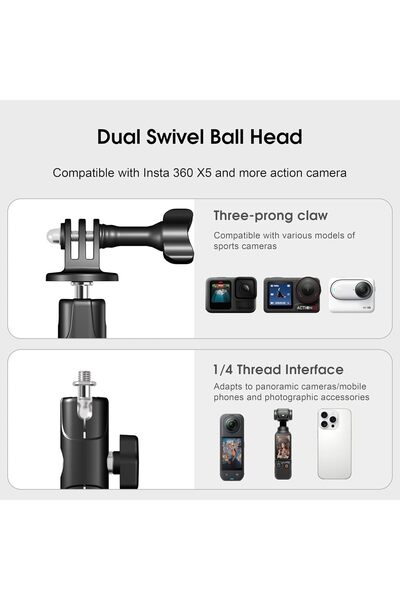 genernic CENXI Magnetic Mount for Insta360 X5, Metal Magnet Steering 360 Quick Car Holder 1/4 Screw Adapter f