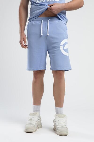 Eckō Unltd. Trinity Sky Blue Knitted Shorts Embroidered Standard Fit Men's Kn...