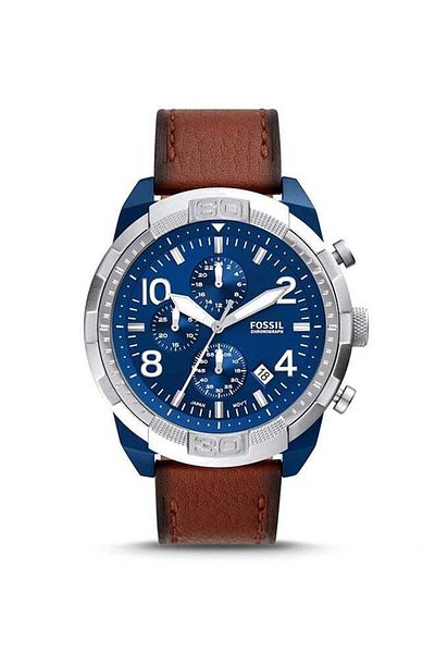 Fossil Men's Bronson Leather Strap Chronograph Wrist Watch FS5829 - 50 mm - Brown