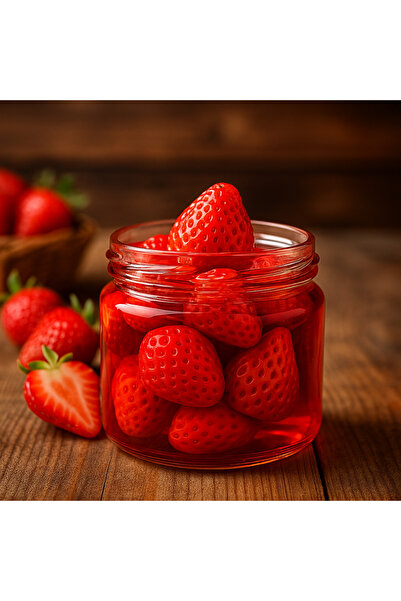 Şans Design Dekoratif Çilek Jel Mum | Cam Kavanozda Gerçekçi Görünümlü El Yap...