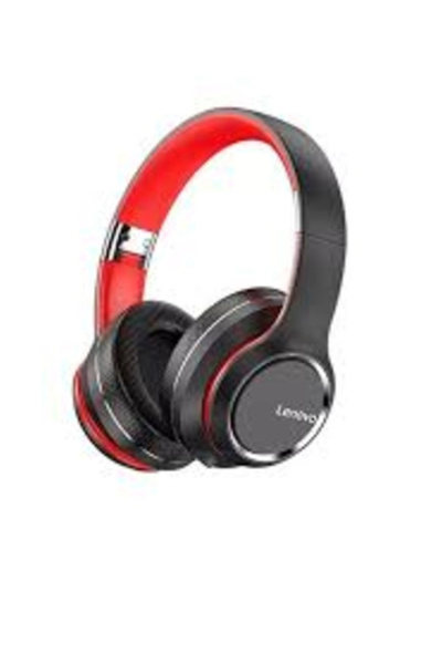 LENOVO Hd200 17Cm Bluetooth Wireless Over Ear Headphone, Black/Red