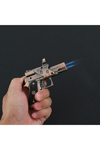 HEPBİMODA Rüzgar Geçirmez Silah Çakmak Hediyelik Çakmak Çift Alevli Çakmak