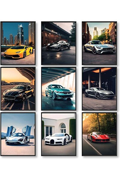 Home Trove Super Car Posters for Boys Room – Set of 9 Modern Racing Car Wall ...