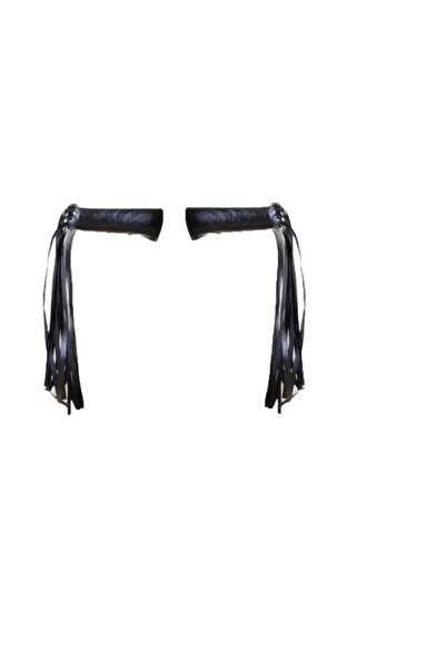 DELİBALTA KOPYA - Motorsiklet Elcik Püskülü Deri Siyah, Chopper Püskül Elcik Deri Siyah