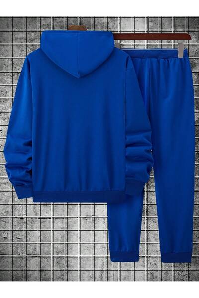 aynewmoda Men's Hoodie & Sweatpants with Kangaroo Pocket and Letter Graphics