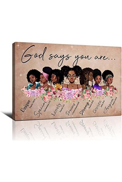 Emoda home Trove لوحة فنية جدارية أمريكية أفريقية، امرأة سوداء، يقول الله إنك...