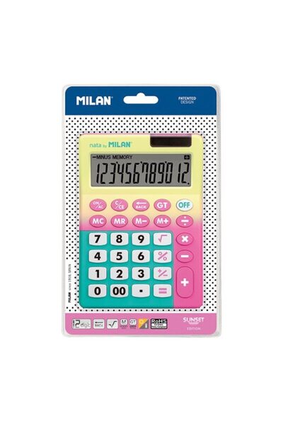 Milan Calculator de birou Milan, 12 cifre, carcasă din plastic, culoare galbe...