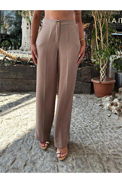 STİLVİA Mink linen straight leg pants
