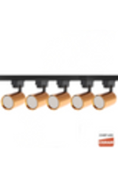 LDM Set Șină Neagră 1 Metru cu 5 Spoturi Aurii Diamantate, 5 x Bec LED GU10 Osram 10W - 6000k