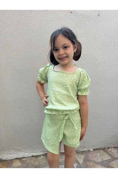 Motebarn Wear Girls' Chiffon Summer Shorts Skirted Bottom-Top Set