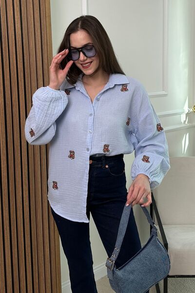 Butik Modana Ayıcıklı Müslin Gömlek