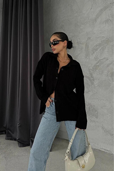 STİLVİA Women's Black Gabardine Cotton Short Jacket