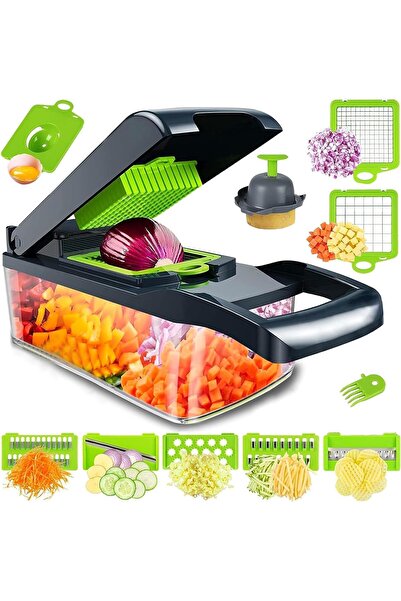 Generic مفرمة خضروات، مفرمة بصل احترافية، مفرمة طعام متعددة الوظائف 13 في 1