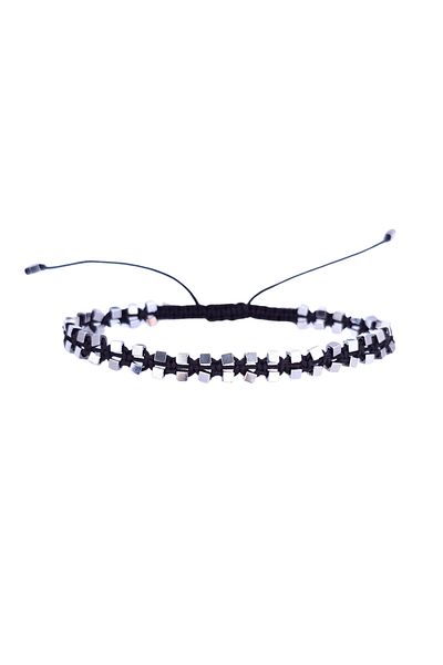 Abundo Adjustable Bracelet "Silver Cube Hematite"