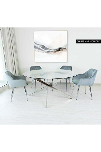 Vanity Living Dining Table - Davos Chrome Large Round 6-Seater