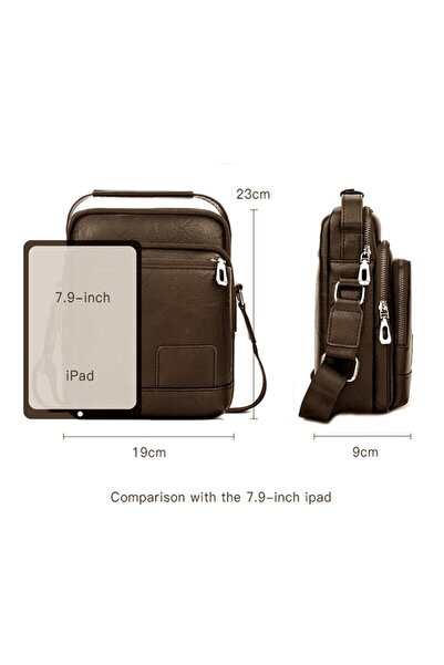 OEM Geantă de umăr bărbătească, York, piele, maro