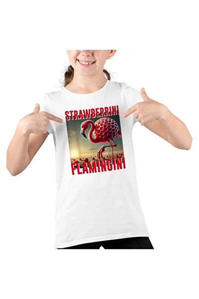 OEM Tricou Copii Fete Brainrot Strawberrini Flamingini