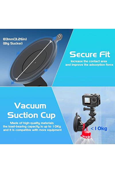 Generic CENXI Pocket 3 Suction Cup Mount, Action Camera Car Windshield Window Vehicle Boat Camera Suction Cu