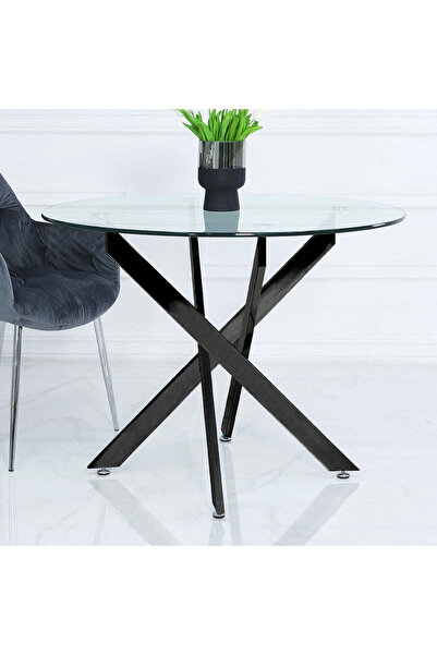 Vanity Living Dining Table - Davos Black Round 4-Seater