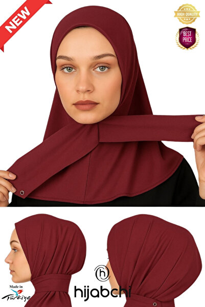 hijabchi Hijab sport cu închidere rapidă - Hijab practic cu închidere rapidă - Hijab pentru piscină și mare - Burgundy