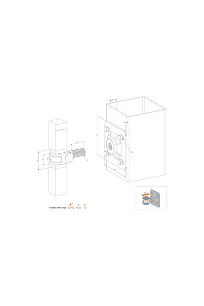 Locinox Source Door Base Hinge Set with Wall Plate G-Orna-Wp-8-M20