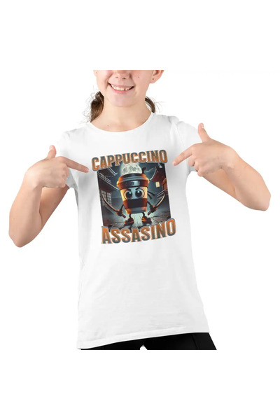 OEM Tricou Copii Fete Brainrot Italian Cappuccino Assassino