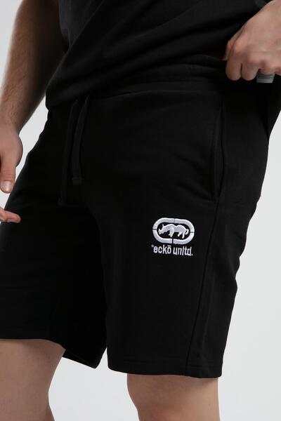 Eckō Unltd. MALCOLM Siyah Örme Şort Nakışlı Standard Fit Erkek Örme Şort