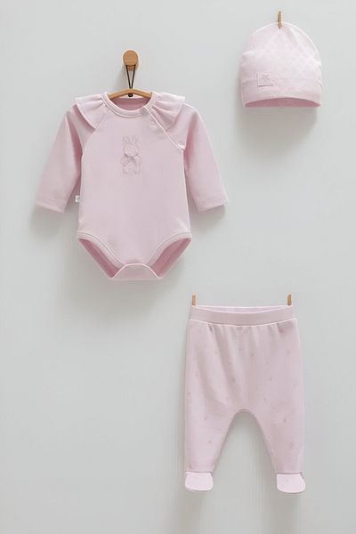 Caramell Cute Rabbi̇t Body Pants Hat Set - Lila