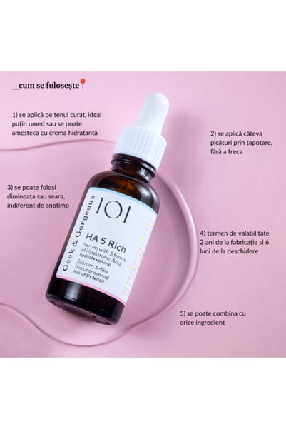 GEEK & GORGEOUS Ser HA 5 cu 5 forme de acid hialuronic, 30 ml