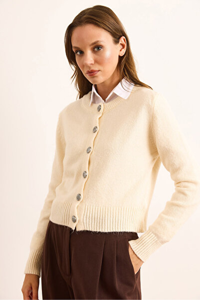 Olalook Жіночий кардиган з металевими ґудзиками та велосипедним коміром HRK-19000370