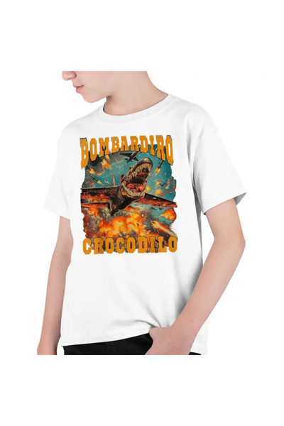 OEM Tricou Copii Baieti Brainrot Bombadiro Crocodilo Airplane