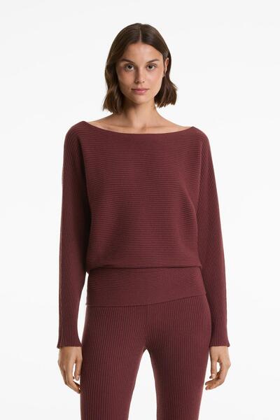 Oysho Off-shoulder rib knit jumper