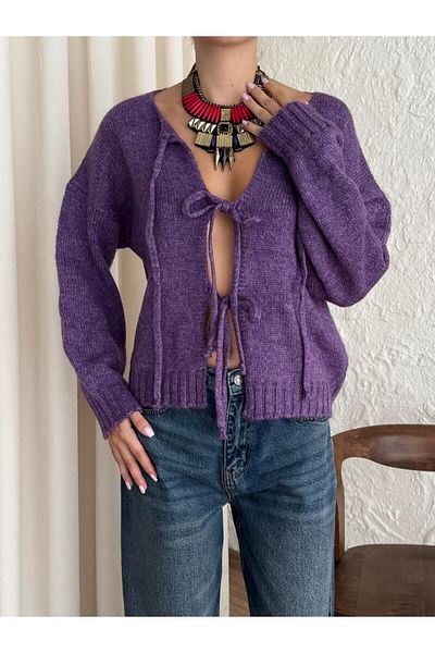 fujya Tie Front Laura Cardigan Lilac