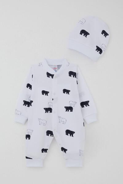 Breeze Baby Boy Jumpsuit Cute Polar Bear Patterned 0-6 Months, White
