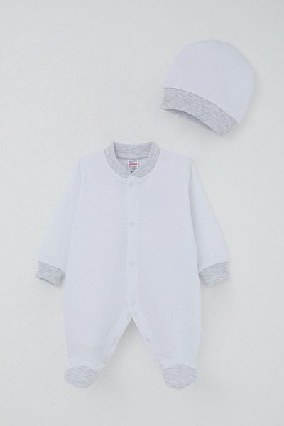 Breeze Baby Boy Booties Jumpsuit Dot Patterned 0-6 Months, White