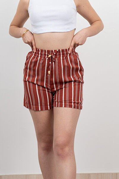 MissVina Ελαστικό σορτς με ρίγες και κοντή τσέπη 30282