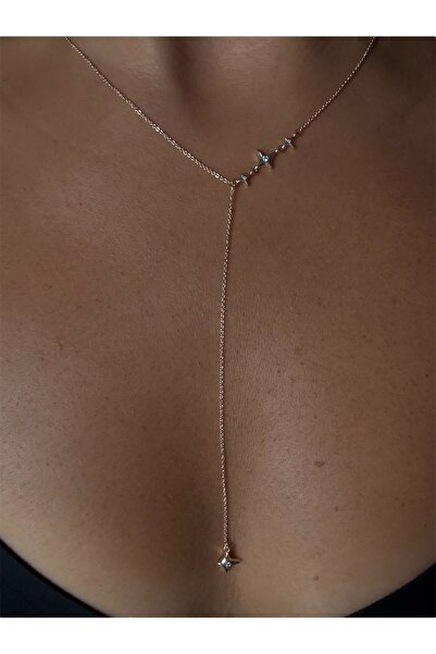 DGK COLLECTİON 14k gold renginde Kutup yıldızı,Zarif ve şık Y form kolye.altın kaplama ve hipoalerjenik üründür